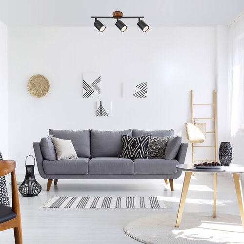 спот черен с дърво 4 крушки за всекидневна Edmund/Rabalux