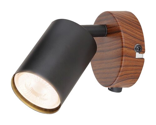 спот с ключ черно и дърво за спалня Edmund/Rabalux