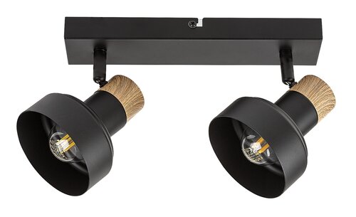 спот черен с дърво за спалня,коридор,кухня Saskia/Rabalux