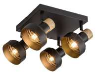 Art.No.73058- спот за таван черен с дърво Saskia/Rabalux от 