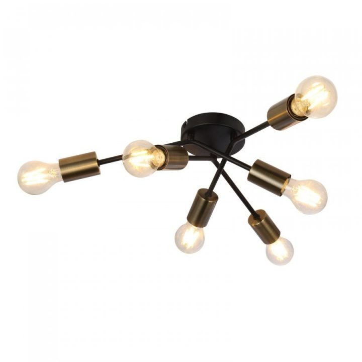 черна плафониера 6 крушки Sarini/Globo